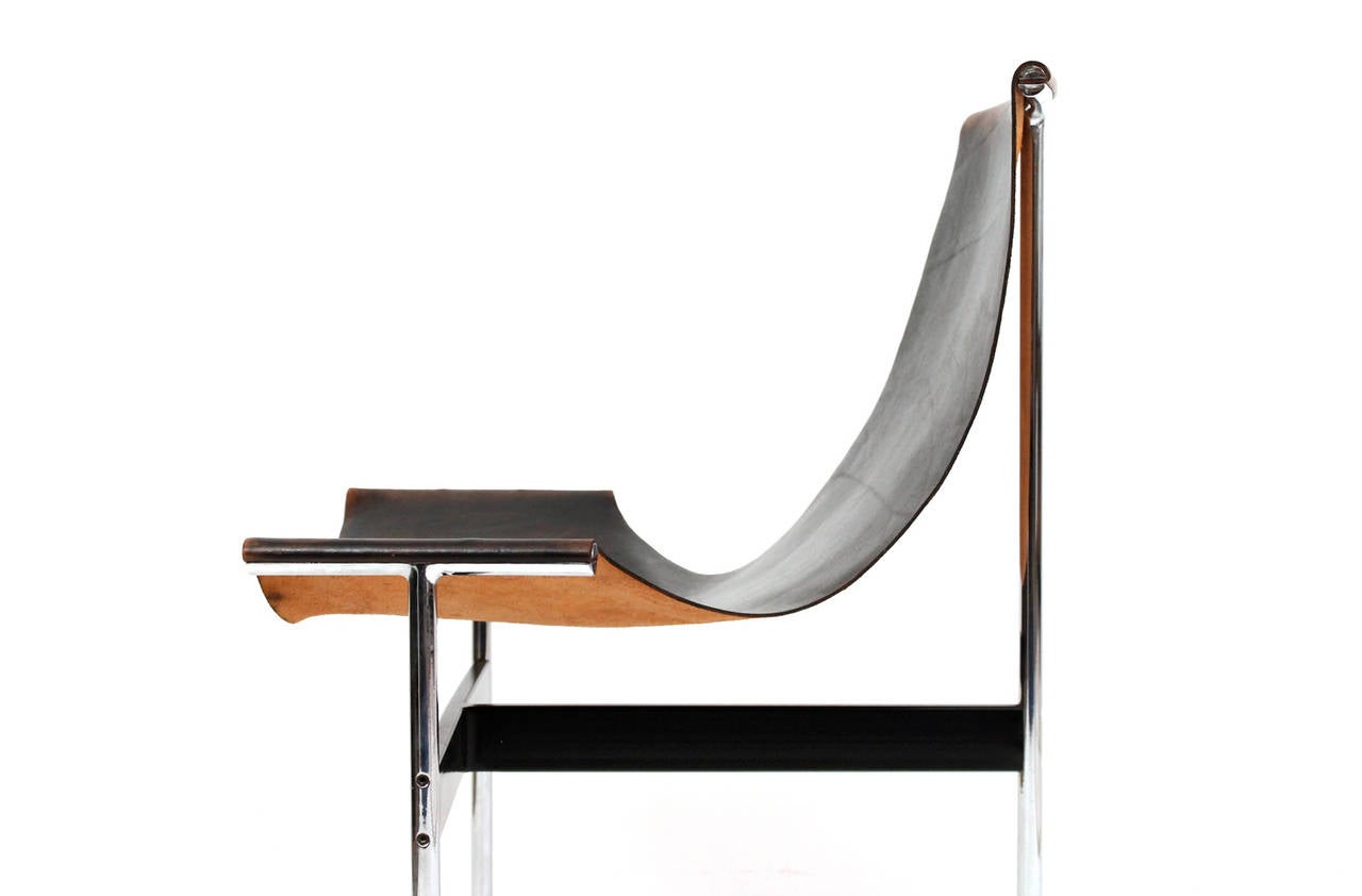 Chrome Leather T-Chair by Katavolos, Littell & Kelley for Laverne International