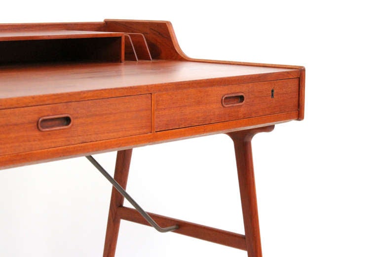 Teak Writing Desk by Arne Wahl Iversen In Excellent Condition In Waltham, MA