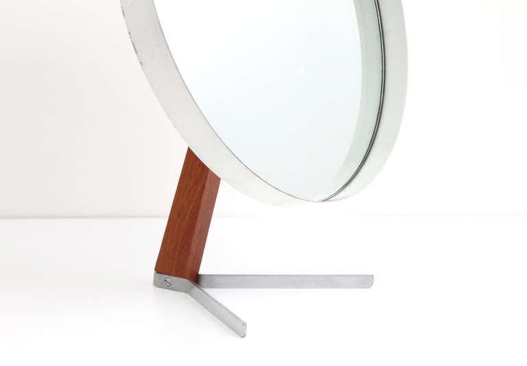 Mid-20th Century Teak and Metal Adjustable Table Mirror