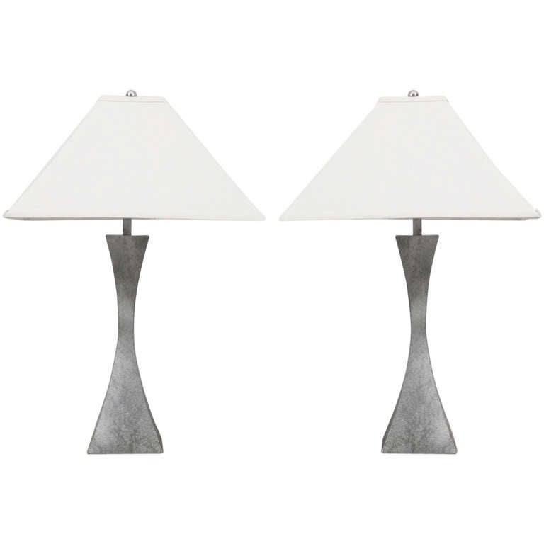 Pair of Steel Lamps by A. Montagna Grillo & A. Tonello