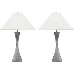 Pair of Steel Lamps by A. Montagna Grillo & A. Tonello