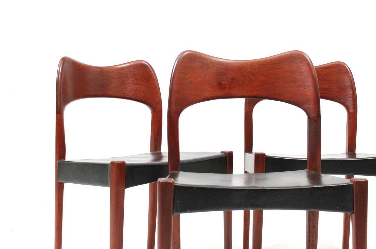 Arne Hovmand Olsen for Mogens Kold Teak Dining Chairs In Excellent Condition In Waltham, MA