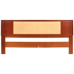 Reversible Danish Teak and Cane Kingsize Headboard by Falster