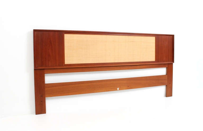 Reversible Danish Teak and Cane Kingsize Headboard by Falster