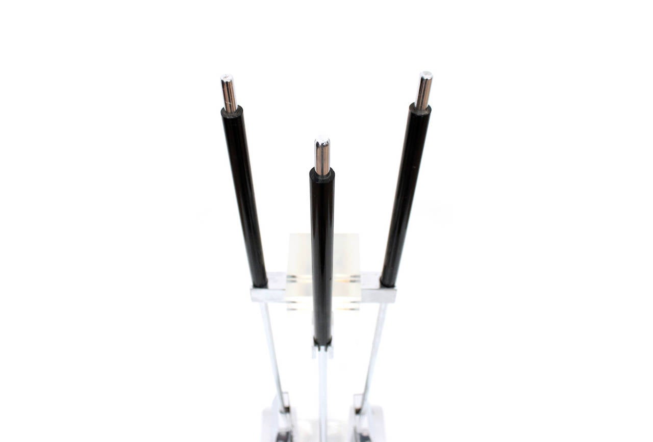 Lucite and Chrome Fireplace Tools 2