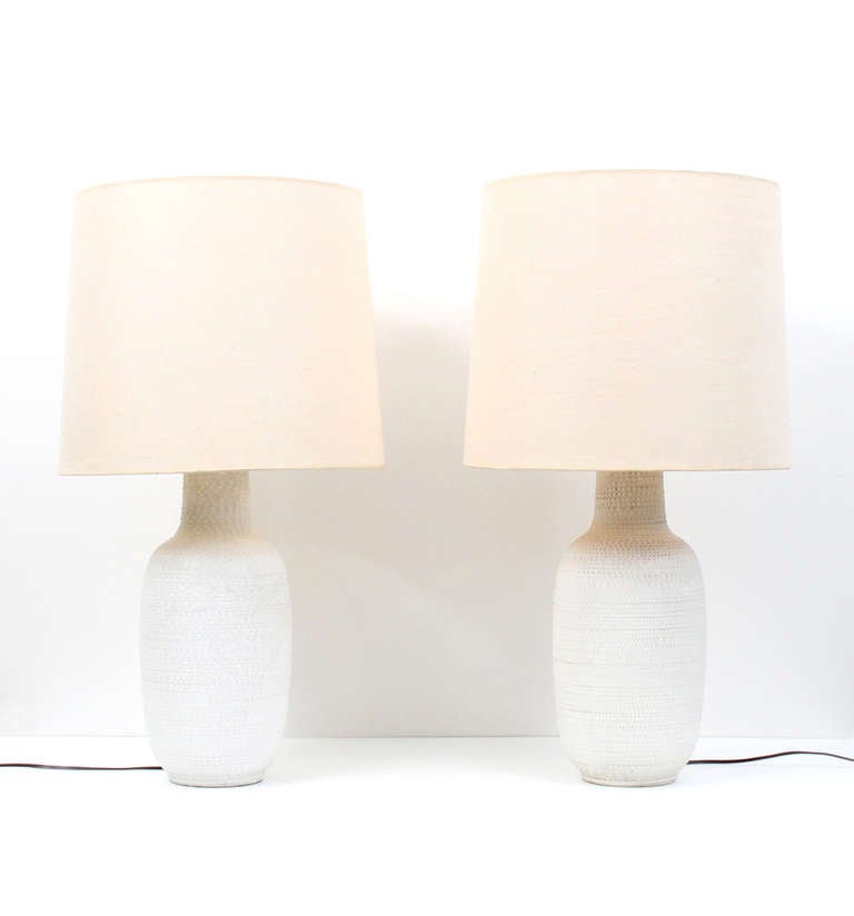 Pair of Studded Pottery Table Lamps by Design Technics