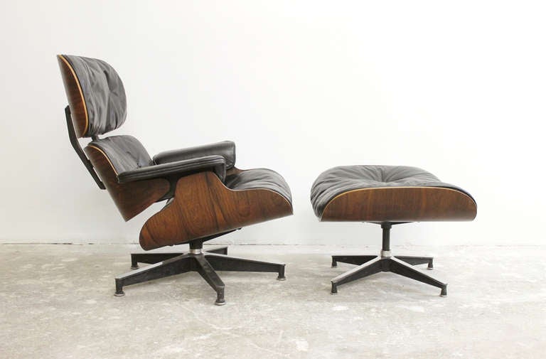 Eames Lounge Chair and Rare Swivel Ottoman