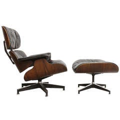Eames Lounge Chair and Rare Swivel Ottoman