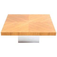 Milo Baughman for Thayer Coggin Burl Wood and Chrome Coffee Table