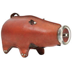 Vintage Leather Pig Piggy Bank