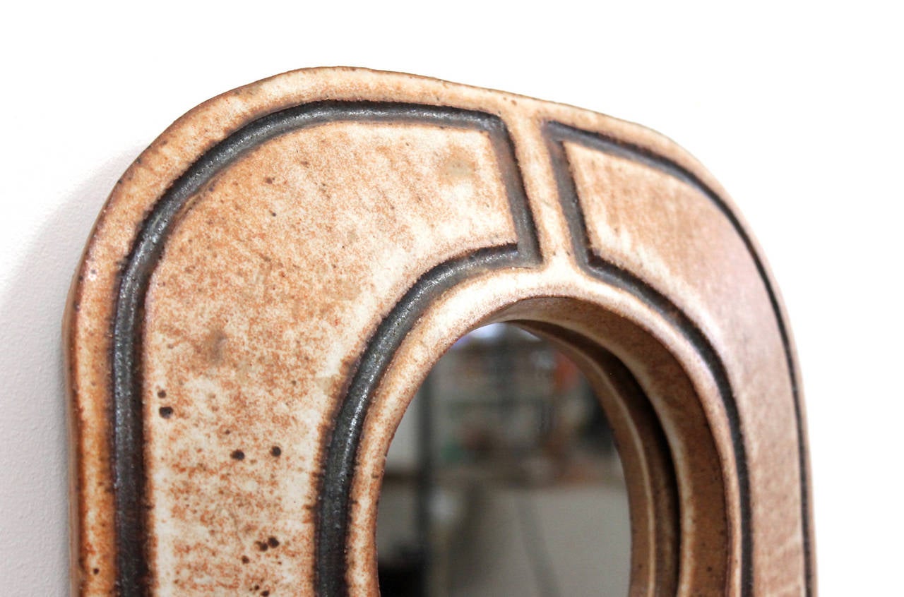 Michael Cohen Studio Pottery Mirror In Excellent Condition In Waltham, MA