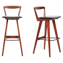 Pair of Teak Bar Stools by Henry Rosengren Hansen