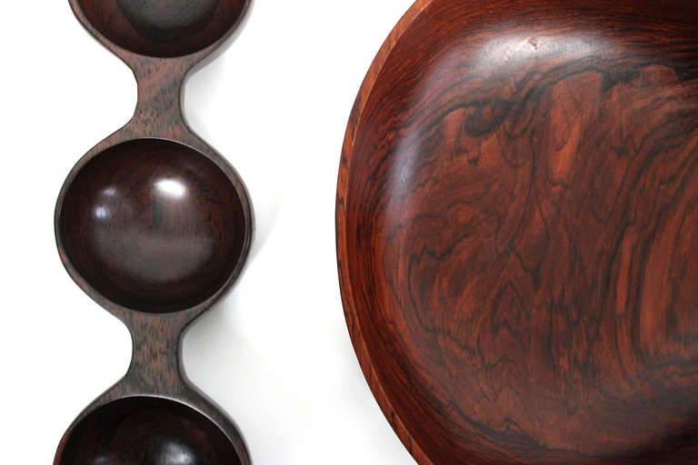 Three Brazilian-Carved Rosewood Bowls 3