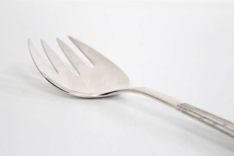 Jens Quistgaard Champagne, Sterling Silver Salad Serving Set In Excellent Condition In Waltham, MA