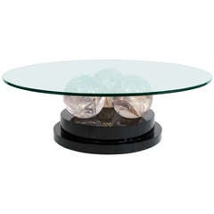 Fractured Resin Sphere Coffee Table in the Style of Pierre Giraudon