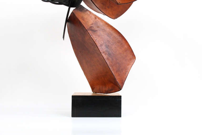 American Abstract Leather and Steel Sculpture
