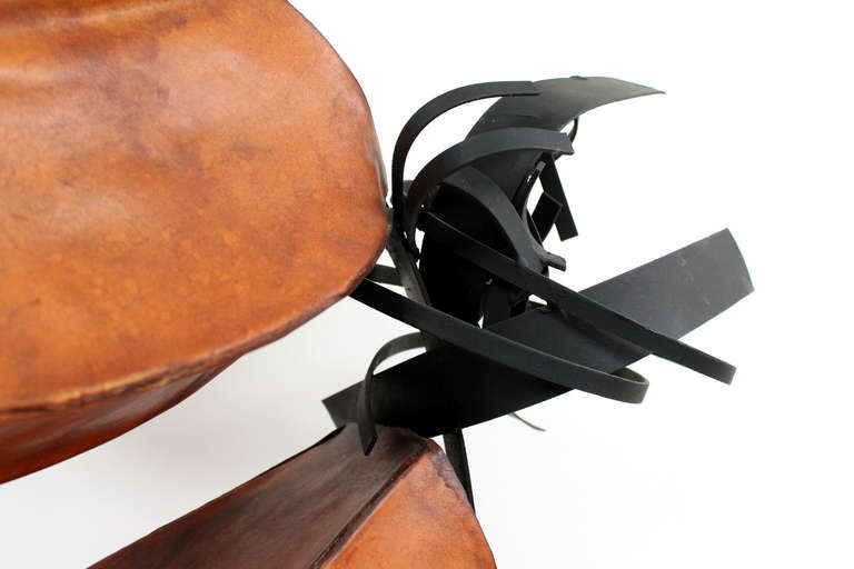 Mid-20th Century Abstract Leather and Steel Sculpture