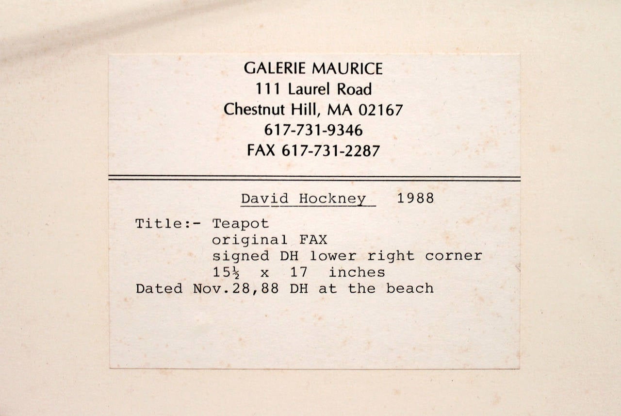 David Hockney Fax Drawing, circa 1988, 