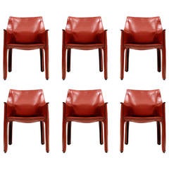 Set of Six CAB Armchairs by Mario Bellini for Cassina