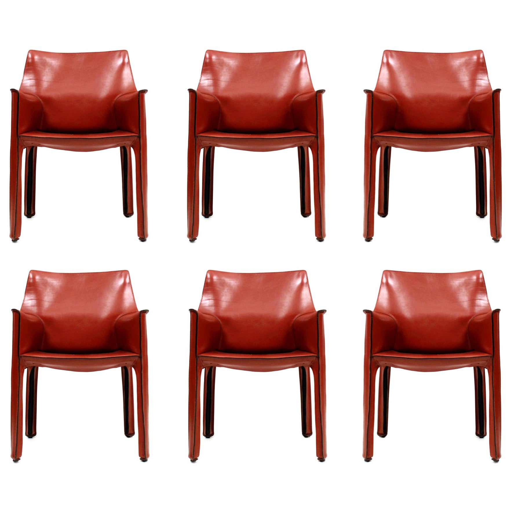 Set of Six CAB Armchairs by Mario Bellini for Cassina