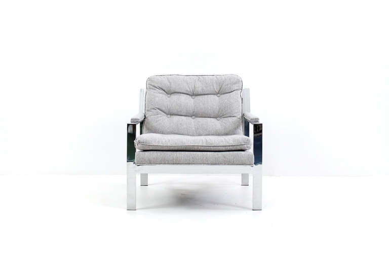 Mid-Century Modern Flat Bar Chrome Lounge Chairs by Cy Man