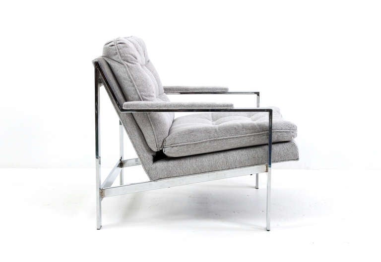 American Flat Bar Chrome Lounge Chairs by Cy Man