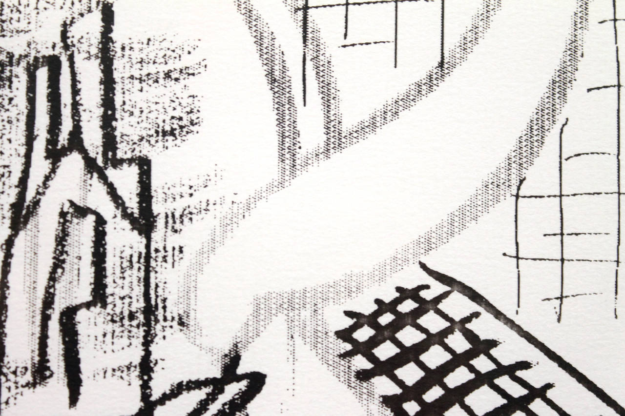 Gold Leaf David Hockney Fax Drawing, circa 1988, 