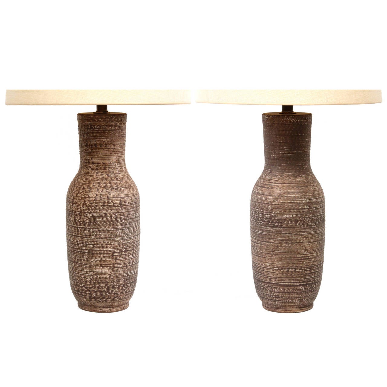 Pair of Studded Ceramic Table Lamps by Design Technics at 1stDibs