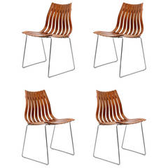 Four Hans Brattrud Rosewood Scandia Dining Chairs