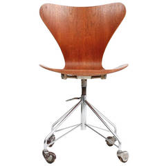 Arne Jacobsen Sevener Teak Desk / Task Chair