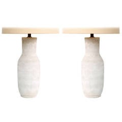 Pair of White Pottery Table Lamps by Design Technics