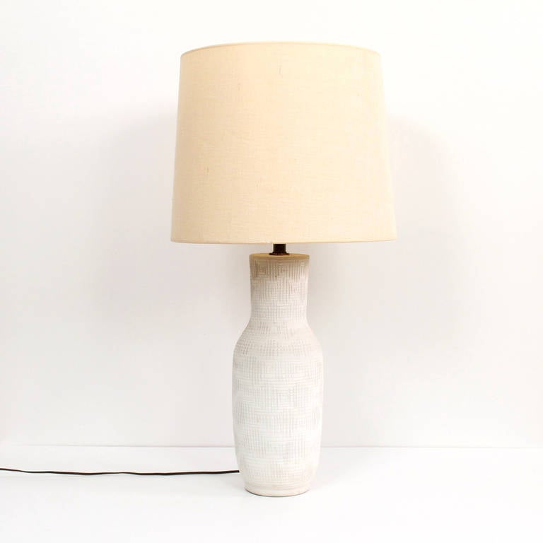 Pair of White Pottery Table Lamps by Design Technics