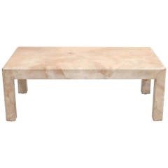 Signed Karl Springer Goatskin Coffee Table