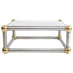 Masculine Steel and Brass Coffee Table