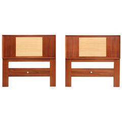 Reversible Danish Teak and Cane Twin Headboards by Falster