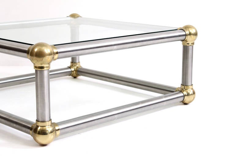 American Masculine Steel and Brass Coffee Table