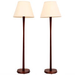 Pair of Walnut Laurel Floor Lamps