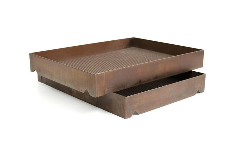 Mid-20th Century Architectural Bronze Mesh Letter Tray