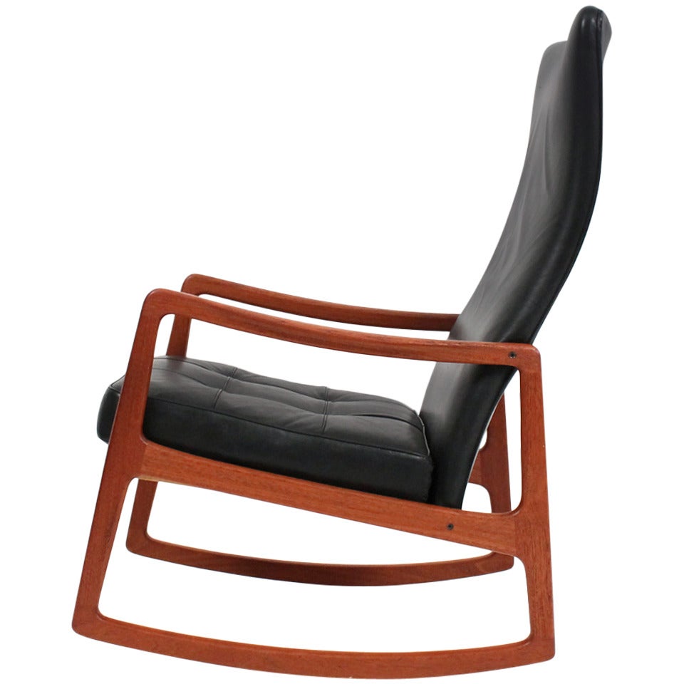 Rare Wingback Rocking Chair by Ole Wanscher