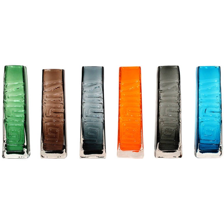 Geoffrey Baxter Whitefriars TOTEM Pole Glass Vase Collection For Sale