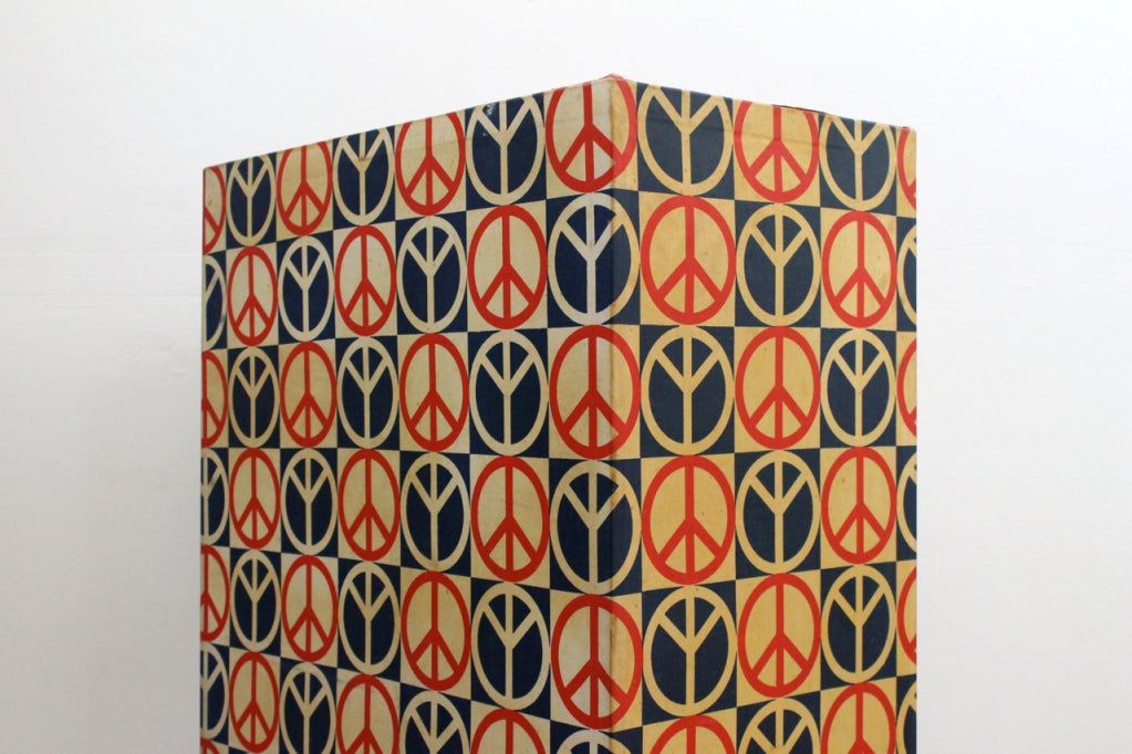 Fabric Folk Art Peace Sign File Cabinet