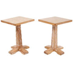 Vintage Ranch Oak Pedestal Side Tables