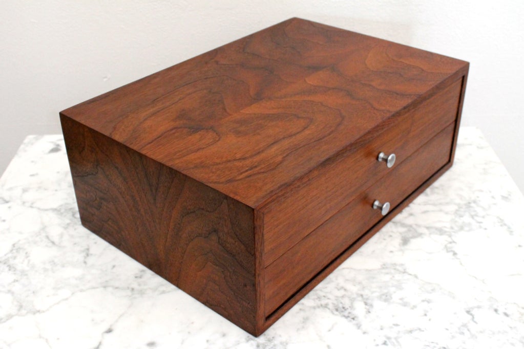 Mid Century Walnut Jewelry Box at 1stdibs