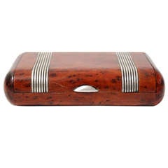 Italian Art Deco Burl Wood and Sterling Box