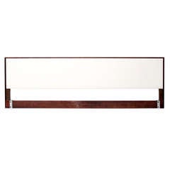 Florence Knoll Rosewood and Leather Kingsize Headboard