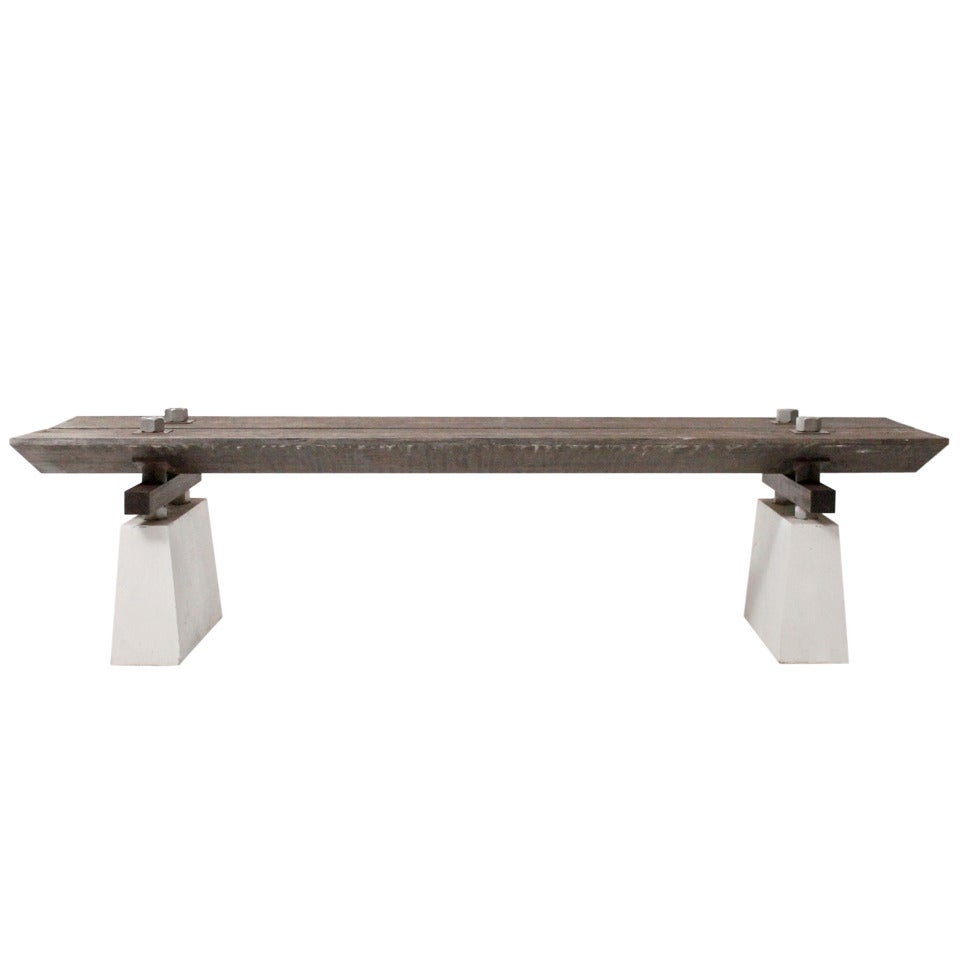 1980s Post Modern Minimalist Architectural Outdoor Bench