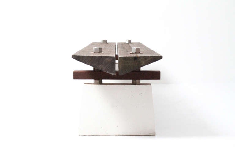 1980s Post Modern Minimalist Architectural Outdoor Bench In Excellent Condition In Waltham, MA