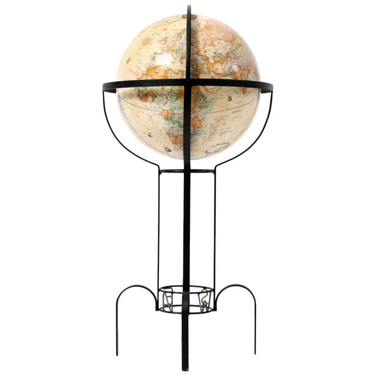 Vintage Replogle Globe on Decorative Iron Stand at 1stdibs