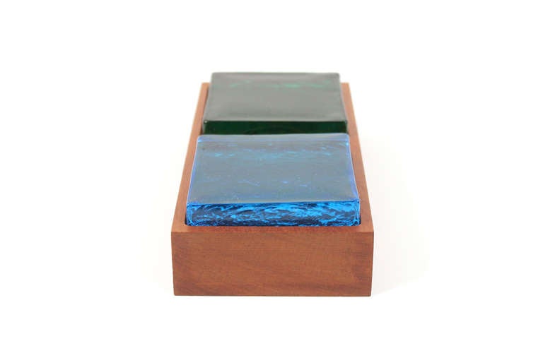 Scandinavian Modern Swedish Teak and Glass Sectional Box Catch All