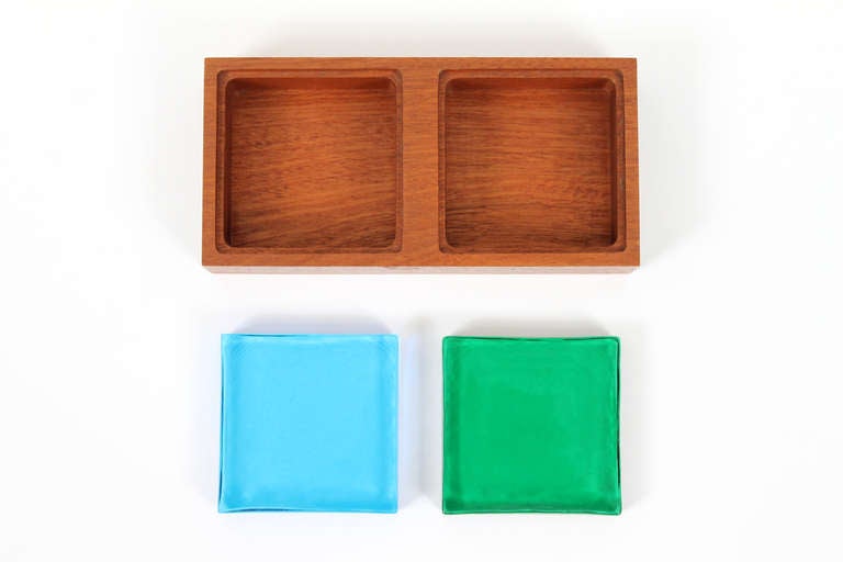 Mid-20th Century Swedish Teak and Glass Sectional Box Catch All